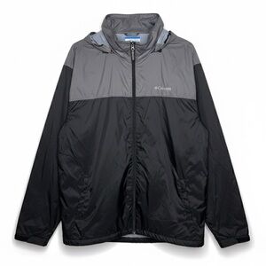 Columbia Men's Windbreaker/Rain Jacket 5XT Full Zip Hooded Black And Dark Gray